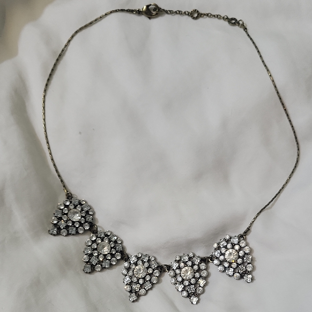 BaubleBar Silver Necklace with Crystal Clusters